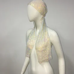 Luxurious Wide Mesh Rhinestone Headband - Elastic Crystals Turban Head Wrap with Sparkling Accents - Perfect for Women in Nightclub, Rave Party