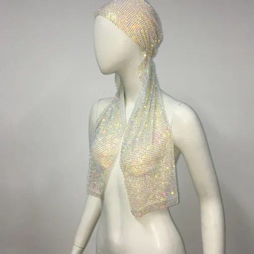 Luxurious Wide Mesh Rhinestone Headband - Elastic Crystals Turban Head Wrap with Sparkling Accents - Perfect for Women in Nightclub, Rave Party