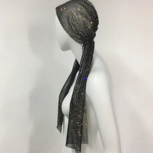 Luxurious Wide Mesh Rhinestone Headband - Elastic Crystals Turban Head Wrap with Sparkling Accents - Perfect for Women in Nightclub, Rave Party