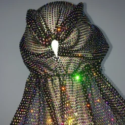 Luxurious Wide Mesh Rhinestone Headband - Elastic Crystals Turban Head Wrap with Sparkling Accents - Perfect for Women in Nightclub, Rave Party