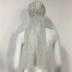 Luxurious Wide Mesh Rhinestone Headband - Elastic Crystals Turban Head Wrap with Sparkling Accents - Perfect for Women in Nightclub, Rave Party