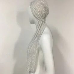 Luxurious Wide Mesh Rhinestone Headband - Elastic Crystals Turban Head Wrap with Sparkling Accents - Perfect for Women in Nightclub, Rave Party