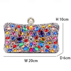Luxury Blue Crystal Clutch Bag – Elegant Evening Purse with Pearl Clasp for Women, Rhinestone Embellished Handbag for Weddings, Parties, and Formal Events