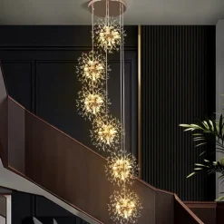 Luxury Crystal Chandeliers Cluster DesignSputnik Chandelier Ceiling Fixture Gold Pendant Light for Dining Room, Kitchen, Living Room, Restaurant(Gold, 18/36-Light) 110-240V