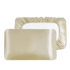 Luxury Satin Pillowcase for Hair Standard Satin Pillowcase with Elastic Band, Pillowcase Set of 2 Suit
