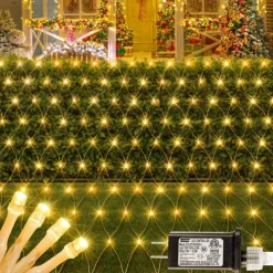 3*2M 192 LED Net Lights Outdoor Mesh Lights,8 Modes Net Lights for Bushes Plug in, Waterproof Christmas Halloween Decoration Net String Lights for Bushes Ceiling Wedding Indoor Outdoor(9.8ft x 6.6ft)