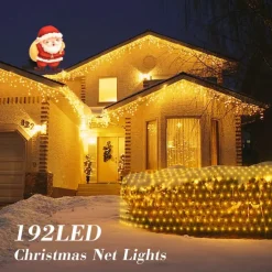 3*2M 192 LED Net Lights Outdoor Mesh Lights,8 Modes Net Lights for Bushes Plug in, Waterproof Christmas Halloween Decoration Net String Lights for Bushes Ceiling Wedding Indoor Outdoor(9.8ft x 6.6ft)
