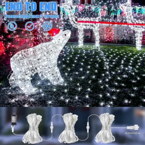 3*2M 192 LED Net Lights Outdoor Mesh Lights,8 Modes Net Lights for Bushes Plug in, Waterproof Christmas Halloween Decoration Net String Lights for Bushes Ceiling Wedding Indoor Outdoor(9.8ft x 6.6ft)