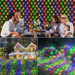 3*2M 192 LED Net Lights Outdoor Mesh Lights,8 Modes Net Lights for Bushes Plug in, Waterproof Christmas Halloween Decoration Net String Lights for Bushes Ceiling Wedding Indoor Outdoor(9.8ft x 6.6ft)