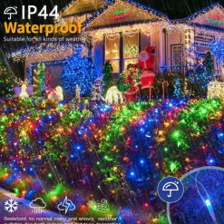 3*2M 192 LED Net Lights Outdoor Mesh Lights,8 Modes Net Lights for Bushes Plug in, Waterproof Christmas Halloween Decoration Net String Lights for Bushes Ceiling Wedding Indoor Outdoor(9.8ft x 6.6ft)