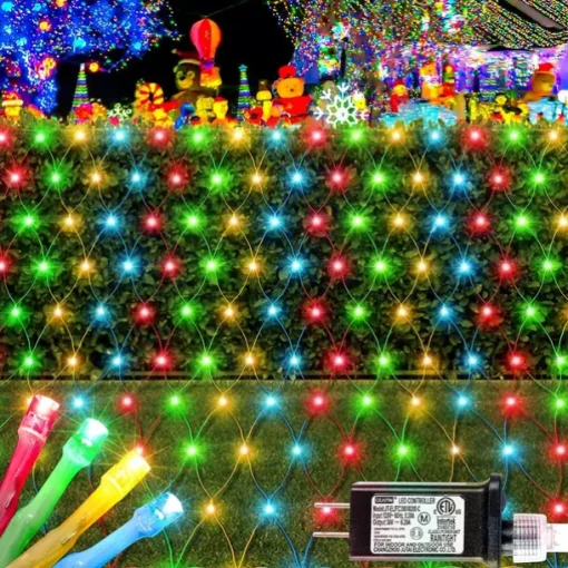 3*2M 192 LED Net Lights Outdoor Mesh Lights,8 Modes Net Lights for Bushes Plug in, Waterproof Christmas Halloween Decoration Net String Lights for Bushes Ceiling Wedding Indoor Outdoor(9.8ft x 6.6ft)