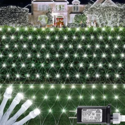 3*2M 192 LED Net Lights Outdoor Mesh Lights,8 Modes Net Lights for Bushes Plug in, Waterproof Christmas Halloween Decoration Net String Lights for Bushes Ceiling Wedding Indoor Outdoor(9.8ft x 6.6ft)