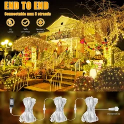 3*2M 192 LED Net Lights Outdoor Mesh Lights,8 Modes Net Lights for Bushes Plug in, Waterproof Christmas Halloween Decoration Net String Lights for Bushes Ceiling Wedding Indoor Outdoor(9.8ft x 6.6ft)