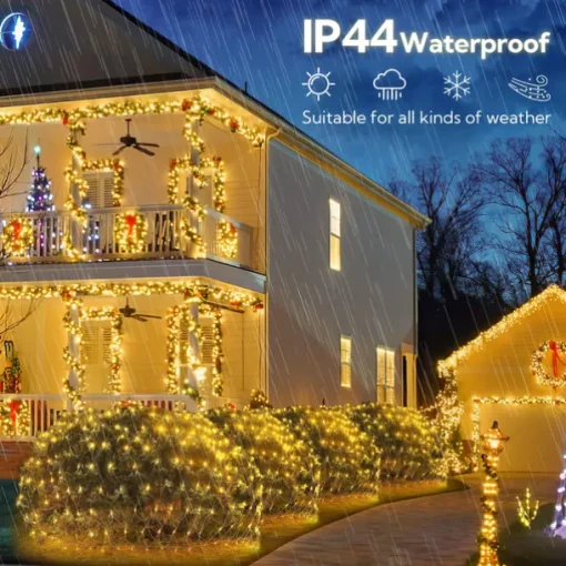 3*2M 192 LED Net Lights Outdoor Mesh Lights,8 Modes Net Lights for Bushes Plug in, Waterproof Christmas Halloween Decoration Net String Lights for Bushes Ceiling Wedding Indoor Outdoor(9.8ft x 6.6ft)