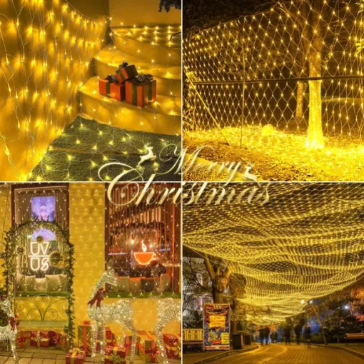 3*2M 192 LED Net Lights Outdoor Mesh Lights,8 Modes Net Lights for Bushes Plug in, Waterproof Christmas Halloween Decoration Net String Lights for Bushes Ceiling Wedding Indoor Outdoor(9.8ft x 6.6ft)