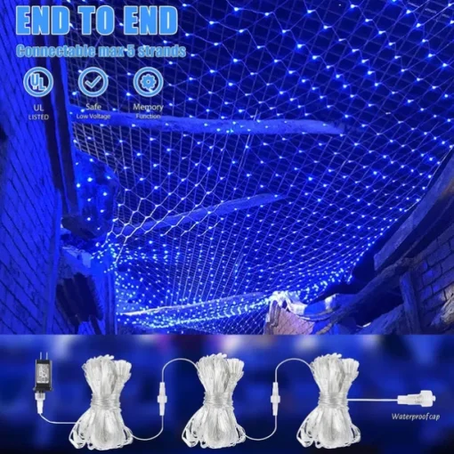 3*2M 192 LED Net Lights Outdoor Mesh Lights,8 Modes Net Lights for Bushes Plug in, Waterproof Christmas Halloween Decoration Net String Lights for Bushes Ceiling Wedding Indoor Outdoor(9.8ft x 6.6ft)