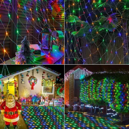 3*2M 192 LED Net Lights Outdoor Mesh Lights,8 Modes Net Lights for Bushes Plug in, Waterproof Christmas Halloween Decoration Net String Lights for Bushes Ceiling Wedding Indoor Outdoor(9.8ft x 6.6ft)