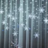 3.5m 96 LED Snowflake Star Curtain Lights 8 Flash Modes, Waterproof Fairy Garland Christmas Lights for Window & Outdoor Holiday Décor