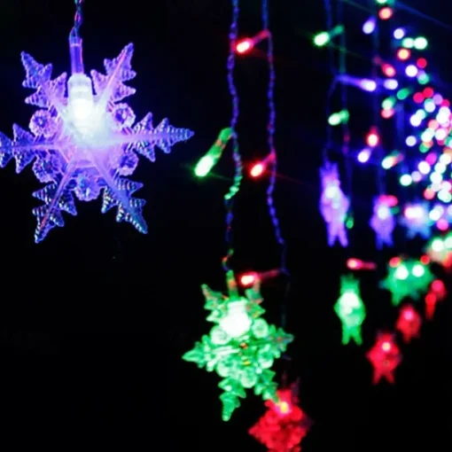 3.5m 96 LED Snowflake Star Curtain Lights 8 Flash Modes, Waterproof Fairy Garland Christmas Lights for Window & Outdoor Holiday Décor