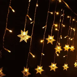 3.5m 96 LED Snowflake Star Curtain Lights 8 Flash Modes, Waterproof Fairy Garland Christmas Lights for Window & Outdoor Holiday Décor
