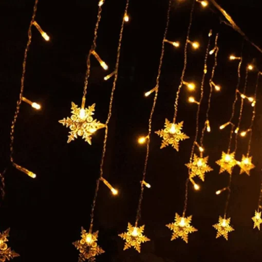 3.5m 96 LED Snowflake Star Curtain Lights 8 Flash Modes, Waterproof Fairy Garland Christmas Lights for Window & Outdoor Holiday Décor