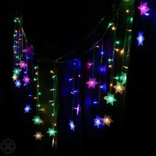 3.5m 96 LED Snowflake Star Curtain Lights 8 Flash Modes, Waterproof Fairy Garland Christmas Lights for Window & Outdoor Holiday Décor