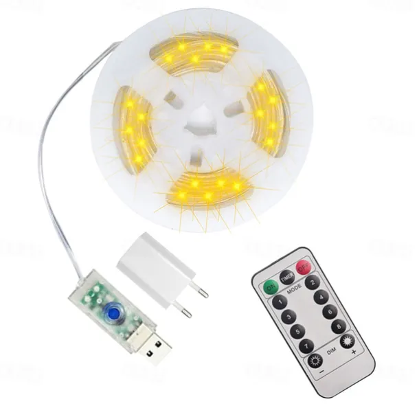 5M 50 LED Waterproof String Lights, Warm White with 13-Key Remote Control, USB Powered String Lights Configurable US/EU/UK Plug for Christmas Outdoor Party Decor