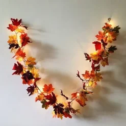 1.7M 20 LEDs Fall Maple Leaf Rattan LED String Lights, Thanksgiving Harvest Autumn Festival Decorative Lights (Battery Not Included) for Halloween Holiday Party, Garden 2/5pcs