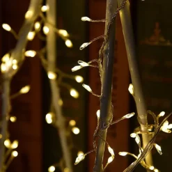 2m 200 LEDs Firecracker Lamp String Lights - Warm White & White Waterproof Outdoor Christmas Garden Lights with 6V 1A Power Adapter for Christmas Holiday Parties