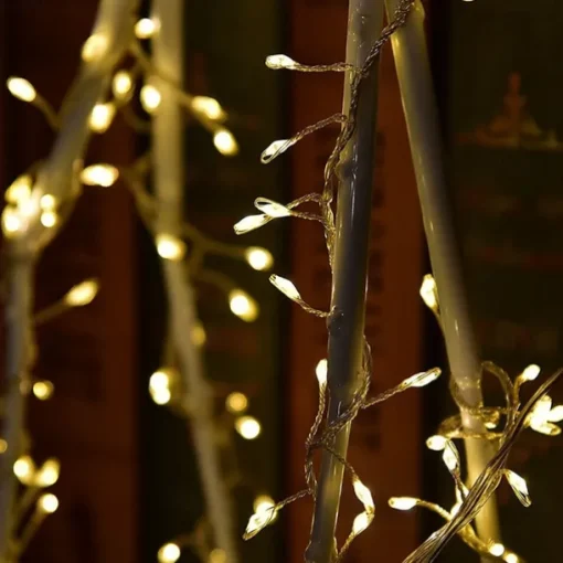 2m 200 LEDs Firecracker Lamp String Lights - Warm White & White Waterproof Outdoor Christmas Garden Lights with 6V 1A Power Adapter for Christmas Holiday Parties
