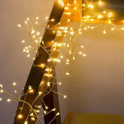 2m 200 LEDs Firecracker Lamp String Lights - Warm White & White Waterproof Outdoor Christmas Garden Lights with 6V 1A Power Adapter for Christmas Holiday Parties