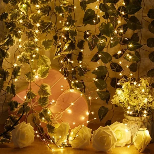 2m 200 LEDs Firecracker Lamp String Lights - Warm White & White Waterproof Outdoor Christmas Garden Lights with 6V 1A Power Adapter for Christmas Holiday Parties