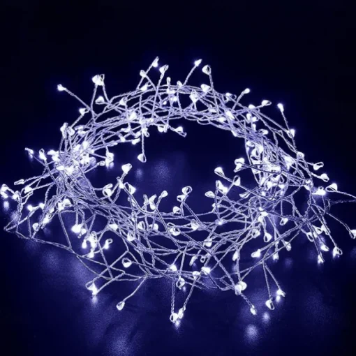 2m 200 LEDs Firecracker Lamp String Lights - Warm White & White Waterproof Outdoor Christmas Garden Lights with 6V 1A Power Adapter for Christmas Holiday Parties