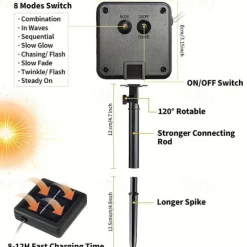 22M 200 Leds Outdoor waterproof solar tube light string, Christmas, New Year, holiday, wedding, courtyard fence, steps, balcony atmosphere decoration light string