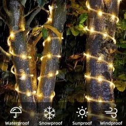 22M 200 Leds Outdoor waterproof solar tube light string, Christmas, New Year, holiday, wedding, courtyard fence, steps, balcony atmosphere decoration light string