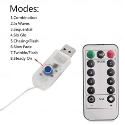 10M 100 LEDs Waterproof String Lights with Remote Control, RGB & Warm White Configurable Plugs, USB Powered Party Night Light for Christmas Decorations