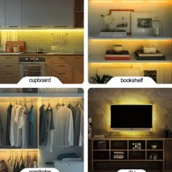 2~5m COB LED Strip Ligh 640/960/1600 LEDs 10mm Warm White Red Blue Yellow 12V for Under Cabinet Vanity Mirror Bedroom Kitchen