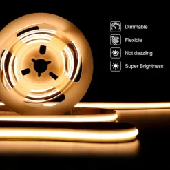 2~5m COB LED Strip Ligh 640/960/1600 LEDs 10mm Warm White Red Blue Yellow 12V for Under Cabinet Vanity Mirror Bedroom Kitchen