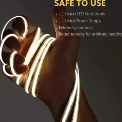 2~5m COB LED Strip Ligh 640/960/1600 LEDs 10mm Warm White Red Blue Yellow 12V for Under Cabinet Vanity Mirror Bedroom Kitchen