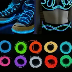 5m EL Wire for Car Interior Strip Lights with USB Flexible LED Neon Atmosphere Ambient Rope Tape Light for Car Door