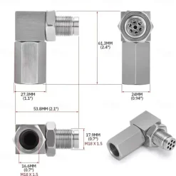 M18*1.5 Exhaust Catalyst Rear Oxygen Sensor Spacer 90 Degree Mini Catalyst Lambda O2 Adapter CEL Fix