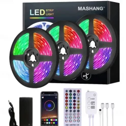 20m 65ft LED Smart Strip Lights TV Backlight RGB Bluetooth Music Sync 5M 10M 15M 2835 SMD Color Changing with 40 Keys Controller for Bedroom Kitchen Home Decoration