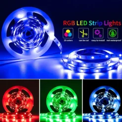 20m 65ft LED Smart Strip Lights TV Backlight RGB Bluetooth Music Sync 5M 10M 15M 2835 SMD Color Changing with 40 Keys Controller for Bedroom Kitchen Home Decoration