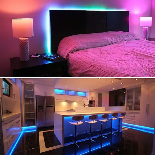 20M 65.6ft LED Strip Lights RGB Color Changing SMD 5050 Tape Lights Flexible for Bedroom Kitchen DIY Home Decoration 12V 10A