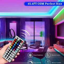 20M 65.6ft LED Strip Lights RGB Color Changing SMD 5050 Tape Lights Flexible for Bedroom Kitchen DIY Home Decoration 12V 10A