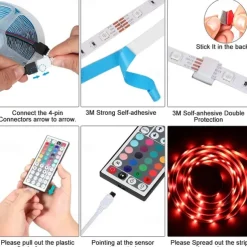 20M 65.6ft LED Strip Lights RGB Color Changing SMD 5050 Tape Lights Flexible for Bedroom Kitchen DIY Home Decoration 12V 10A