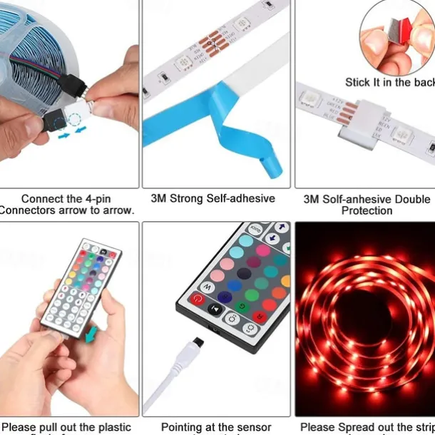 20M 65.6ft LED Strip Lights RGB Color Changing SMD 5050 Tape Lights Flexible for Bedroom Kitchen DIY Home Decoration 12V 10A