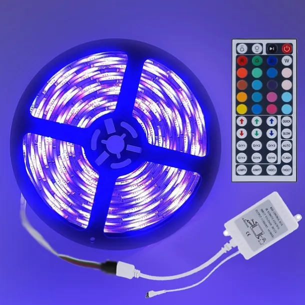 5M 16.4ft LED Strip Lights RGB TV Backlight Bedroom Kitchen Decor 300 x 5050SMD IR 44Key Remote Control Self-adhesive Color-Changing