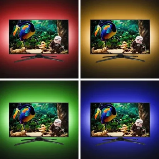 5m 16.4ft Smart LED RGB Strip Light 150 LEDs 5050 SMD TV Backlight Home Décor Work with Alexa Google 10mm 24Keys Remote Controller DC Cables WiFi App Control USB Self-adhesive 5V USB Powered