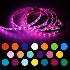 5m 16.4ft Smart LED RGB Strip Light 150 LEDs 5050 SMD TV Backlight Home Décor Work with Alexa Google 10mm 24Keys Remote Controller DC Cables WiFi App Control USB Self-adhesive 5V USB Powered